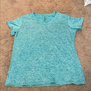 Essentials Teal Heathered Short Sleeve Top